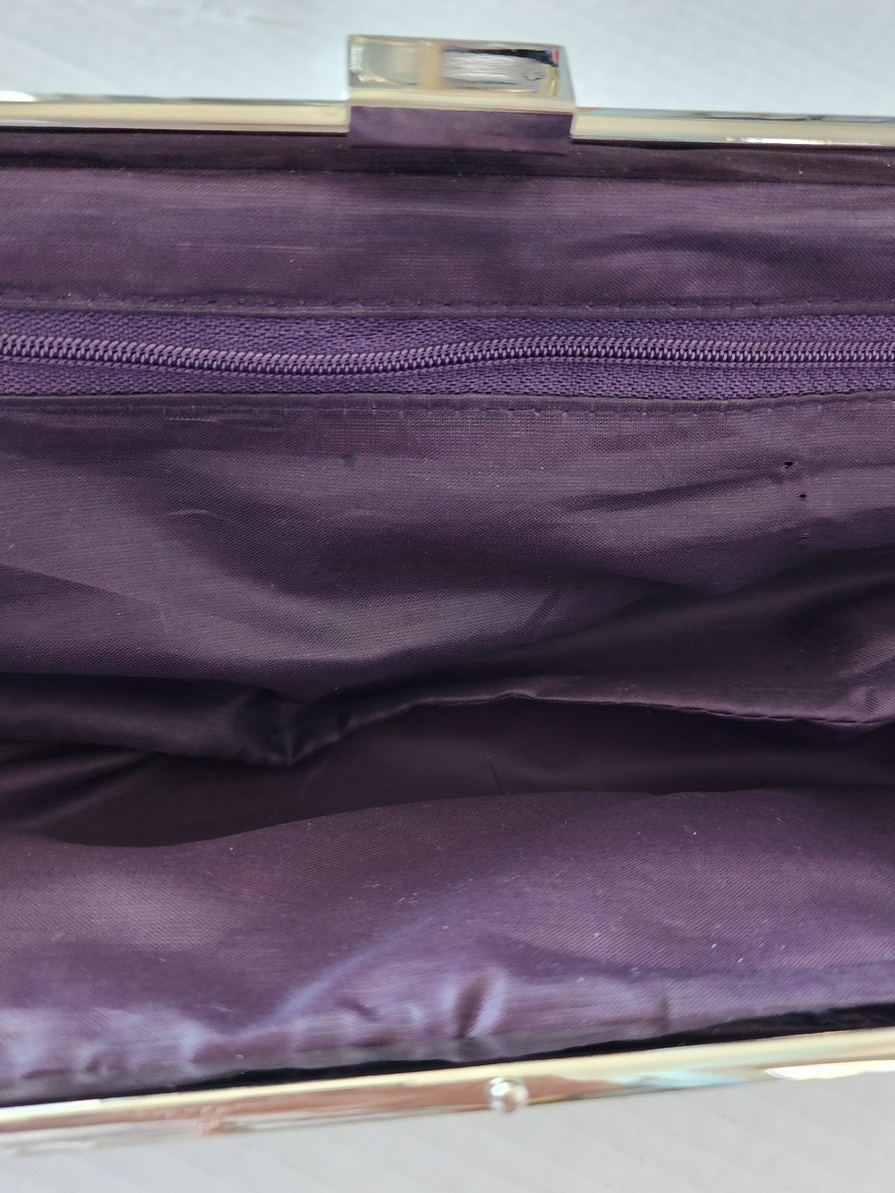 Purple Croc-Embossed Frame Clutch - Picture 6 of 6